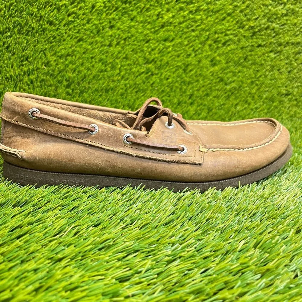 Sperry Authentic Original 2-Eye Mens Size 10 Brown Casual Leather Boat Shoes